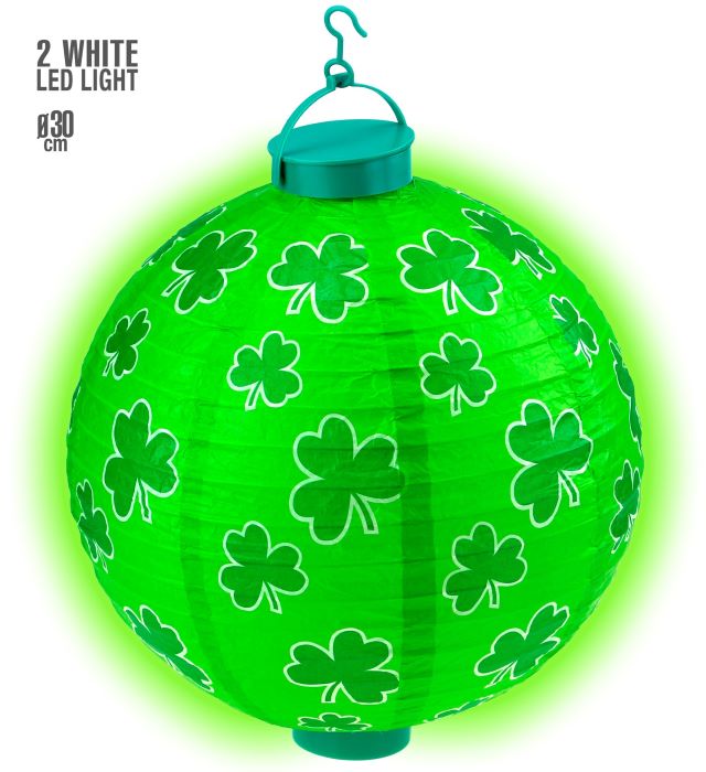St. Patricks LED Lanterne med Kløver - Ø 30 CM