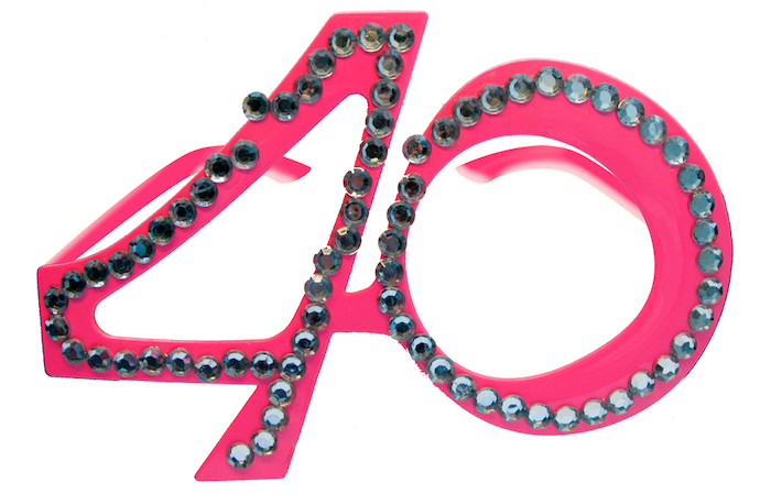 40 års briller pink med diamanter