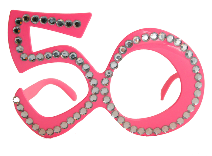 50 års briller pink med diamanter