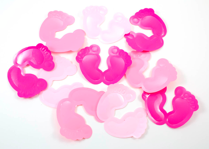 Pink og lyserød baby fødder konfetti - 8,5  6,5 cm