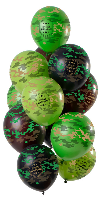 Camouflage balloner "B*DAY" 12x - 33 cm
