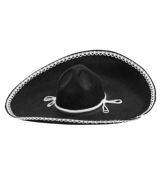 9: Mexicansk sombrero hat sort - 55 CM