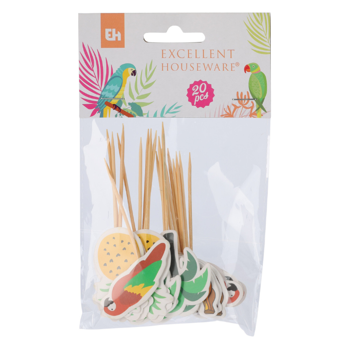 Cocktailpinde tropisk design 10 cm - 20x