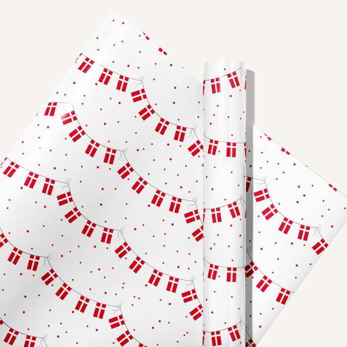 Gavepapir hvid m. flagranke 70x300 cm