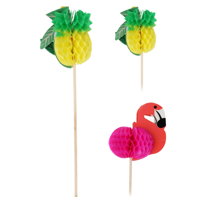 Cocktailpinde bambus ananas/flamingo 12x