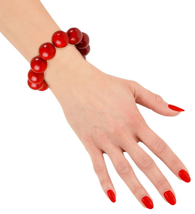 Rødt 70´er perle armbånd