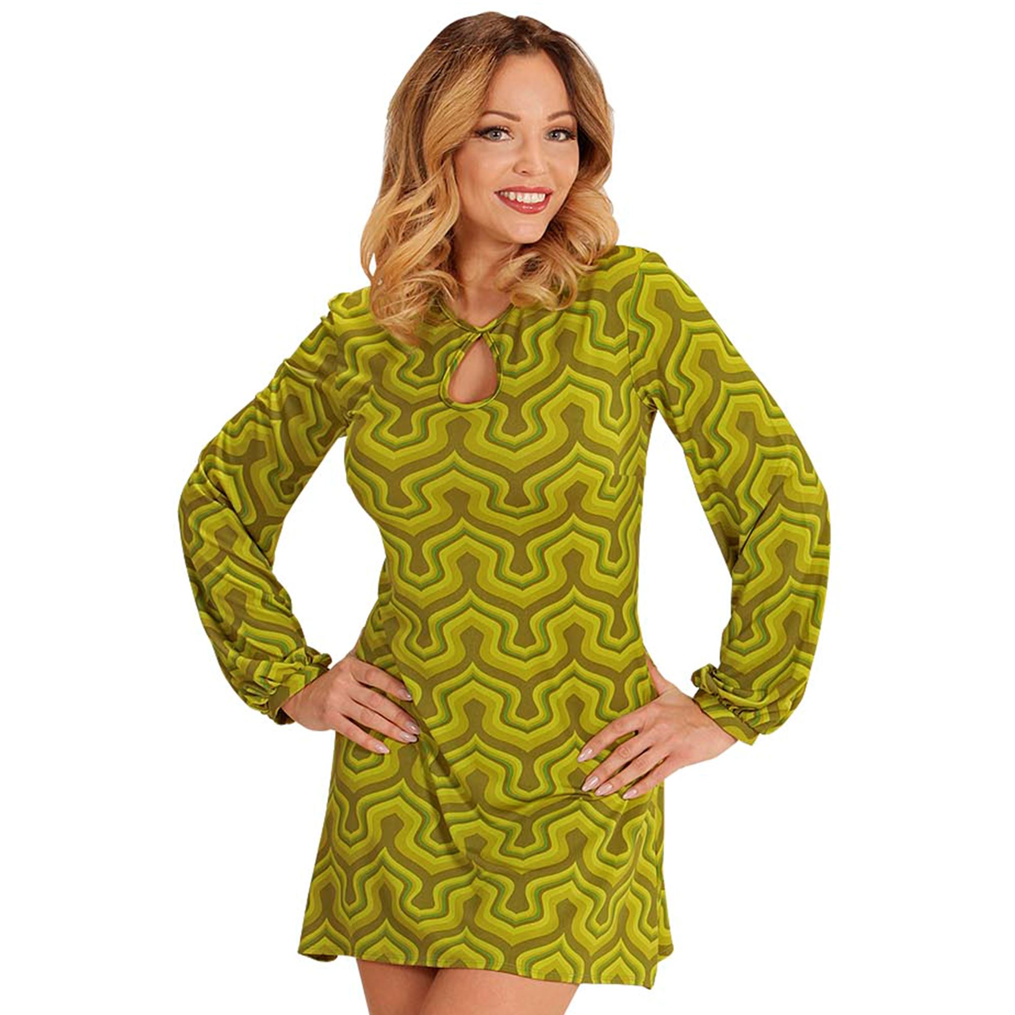 70´er disco kostume i grøn med retromønster