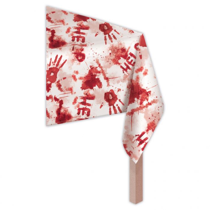Køb Blodig halloween plastik dug - 259x137 cm - Pris 59.00 kr.