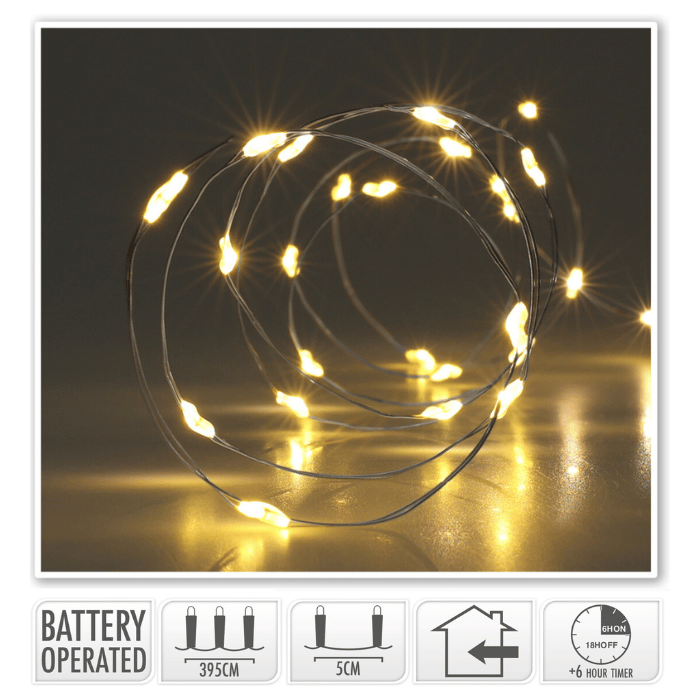 LED lyskæde tråd 80 LED Varm hvid - 395 cm