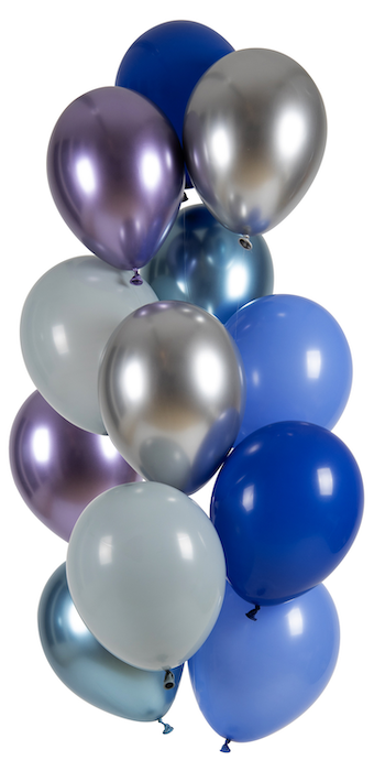 Metallic multifarvet ballon buket 12x - 33 cm