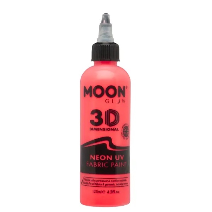 Neon UV Tekstilfarve Rød 125 ml Moon Creations