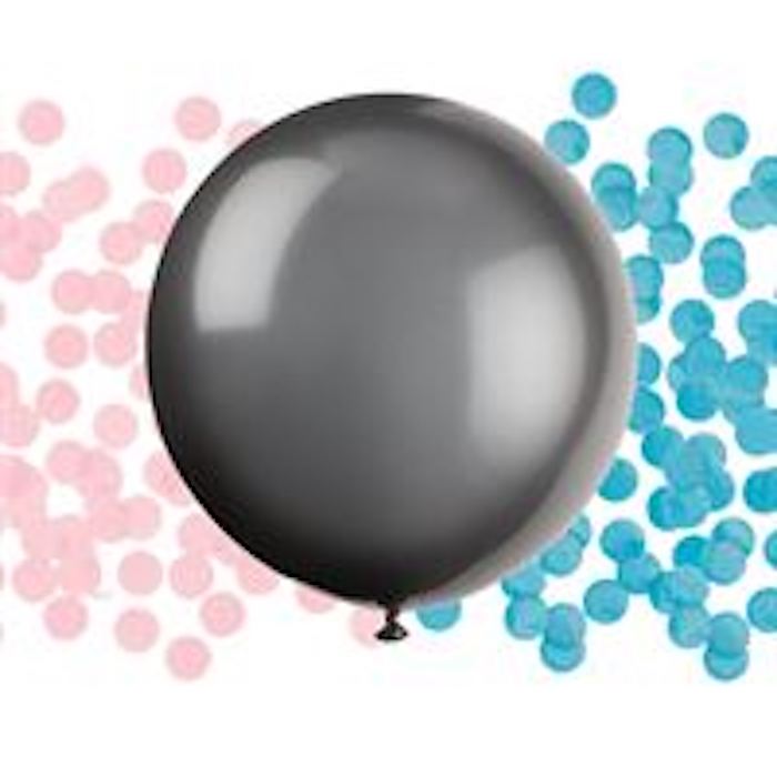 Sort Gender Reveal Ballon Med Konfetti - 61 cm