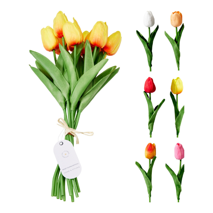 kunstige tulipaner 10 stk - 32 cm assorteret