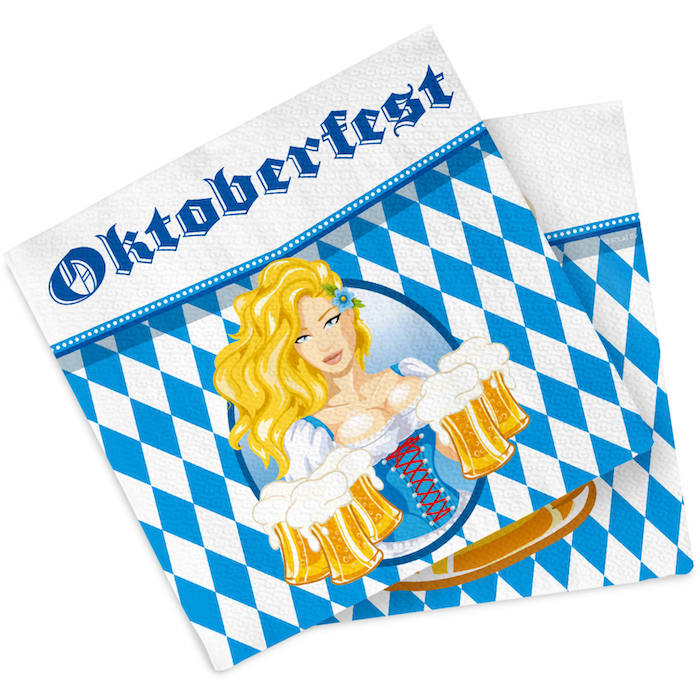 Oktoberfest Servietter Med Pige 20x - 33 x 33 cm