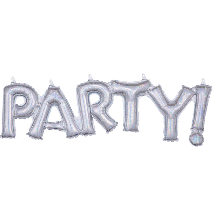 "PARTY! " Holografisk Folieballon - 83 cm
