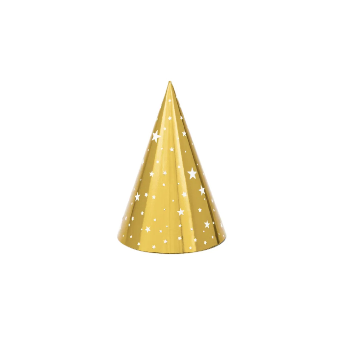 Festhatte med stjerner guld 6x - 16 cm