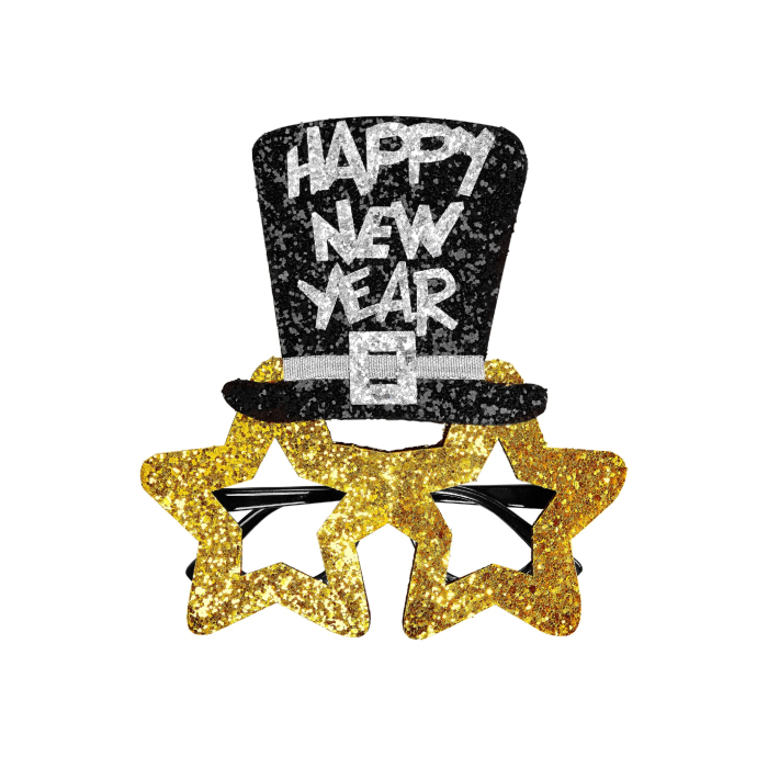 Nytårs briller guld happy new year