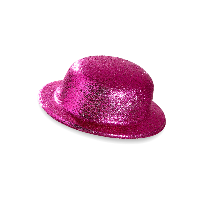 Køb Bowlerhat pink glitter - Pris 29.00 kr.