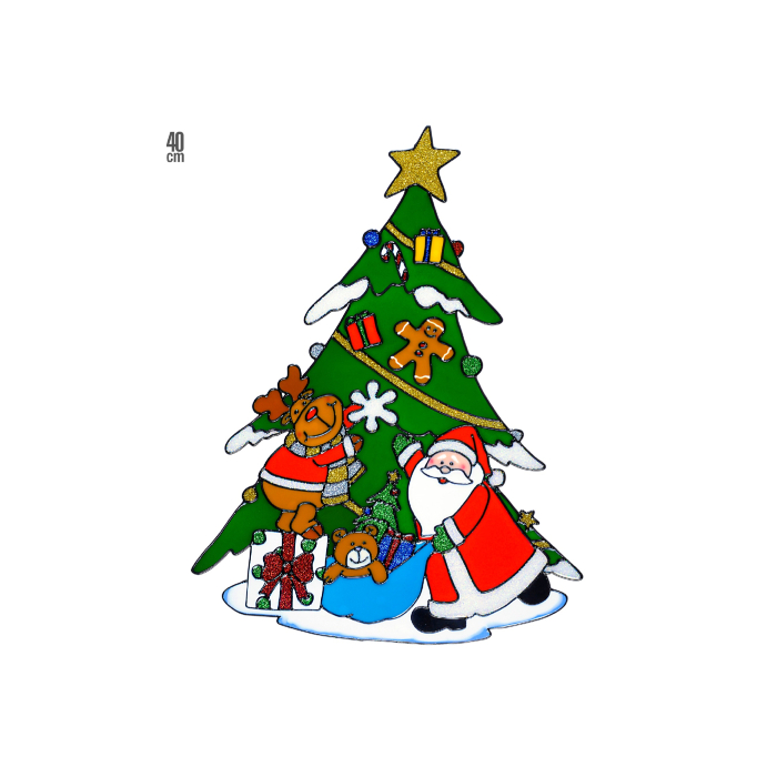 Jule klistermærke til vindue juletræ 6x - 40 cm