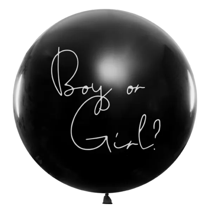 Gender reveal ballon pige 1 m sort