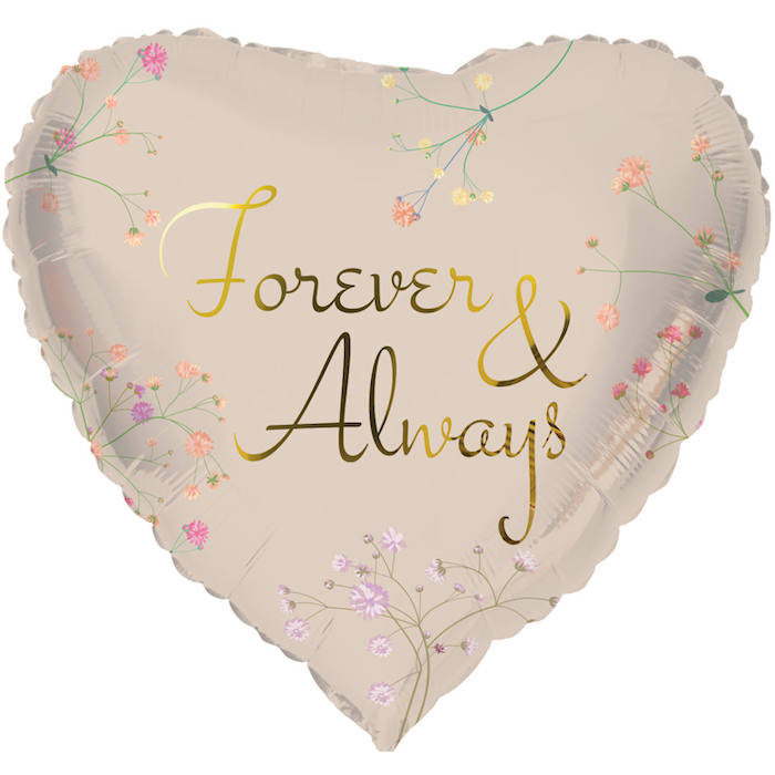 "Forever & Always" Hjerteformet Folie ballon - 45 cm
