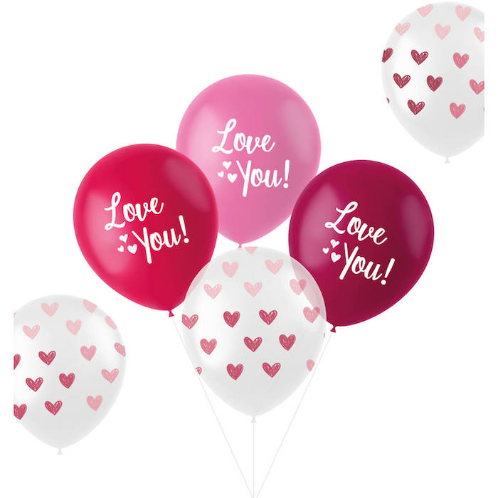 Love You Ballon mix Pink 6x - 33 cm