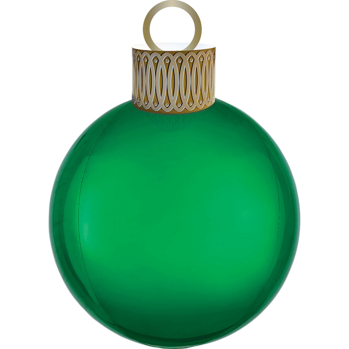 Stor Grøn Julekugle Ballon - 38 x 50 cm