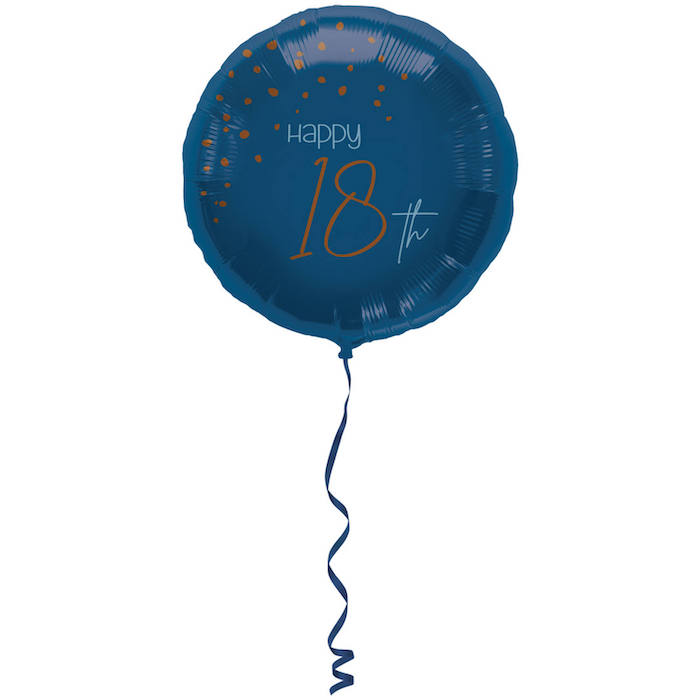 "Happy 18th" Folie Ballon Blå - 45 cm