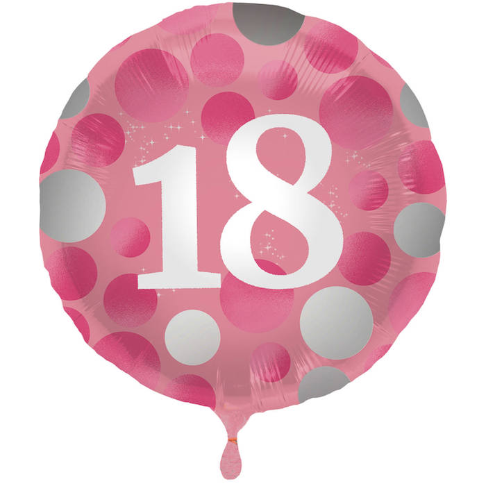 18 års folieballon i pink 45 cm