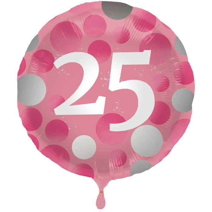 25 Års Folie Ballon Pink - 45 cm