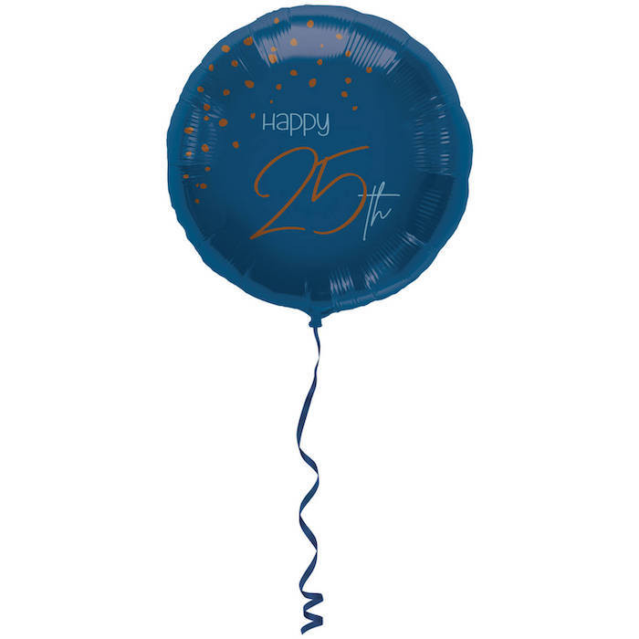 "Happy 25th" Folie Ballon Blå - 45 cm