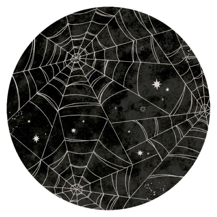 Sorte halloween pap tallerkner med edderkoppespind 8x - Ø 23 cm