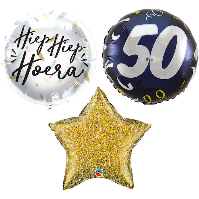 50 års Fødselsdags Ballon Buket 3x - 45 cm