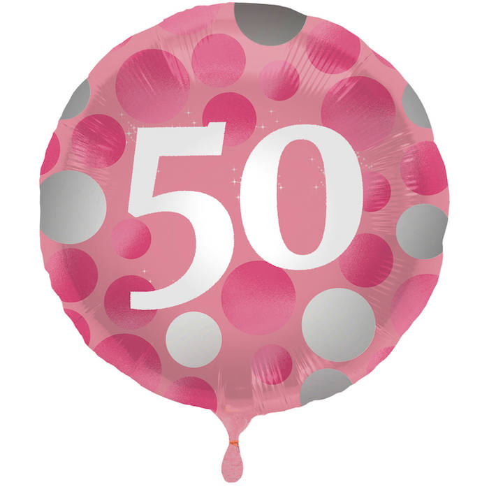 50 års Folie Ballon Pink - 45 cm