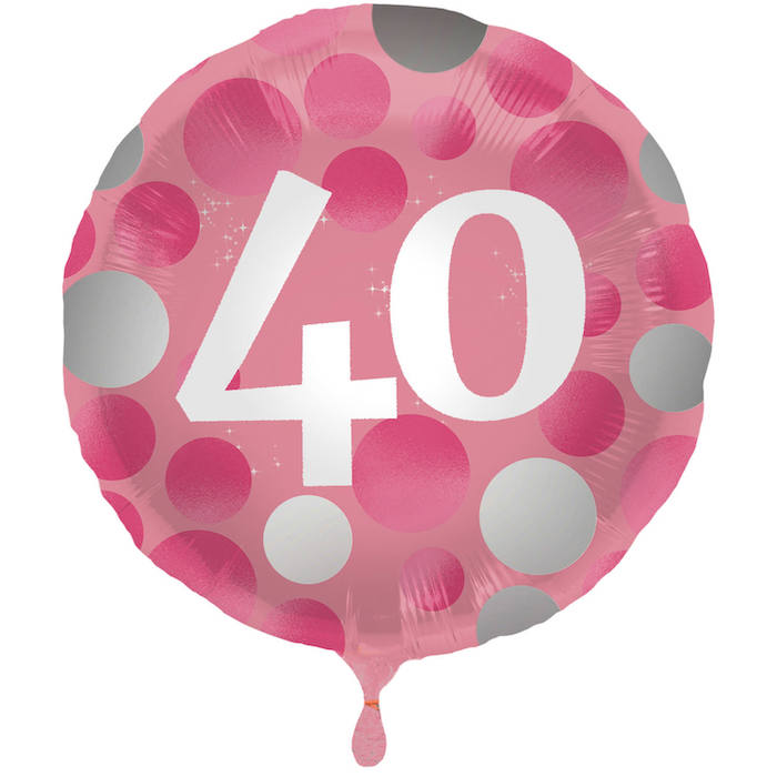 40 Års Folie Ballon Pink - 45 cm
