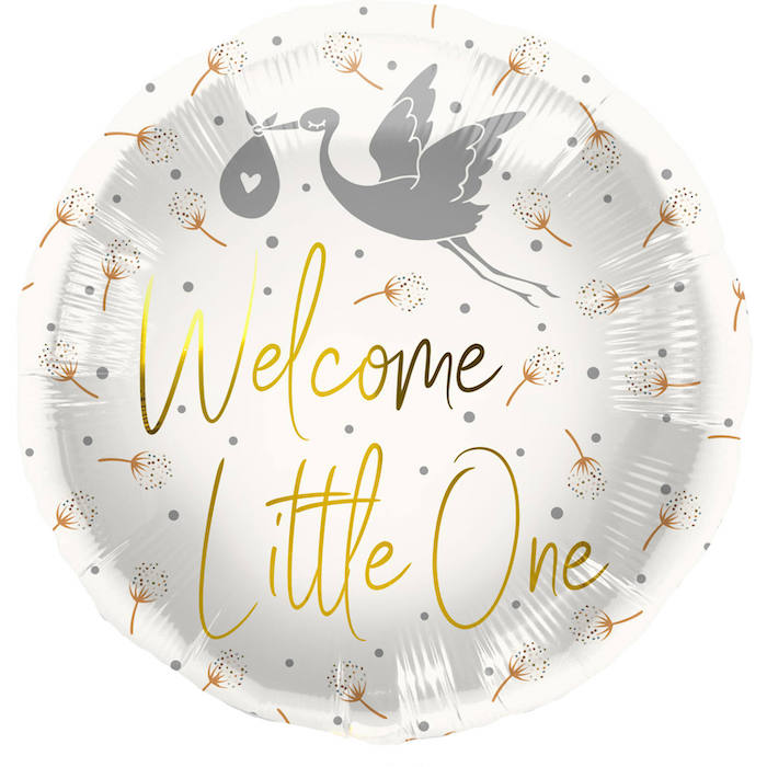 "Welcome Little One" Folie Ballon Hvid - 45 cm