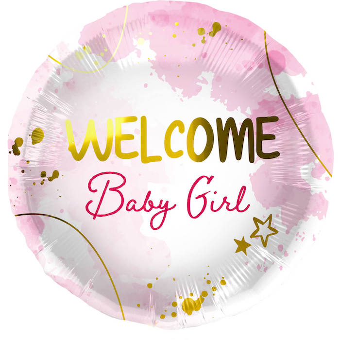 "Welcome Baby Girl" Folie Ballon Pink - 45 cm