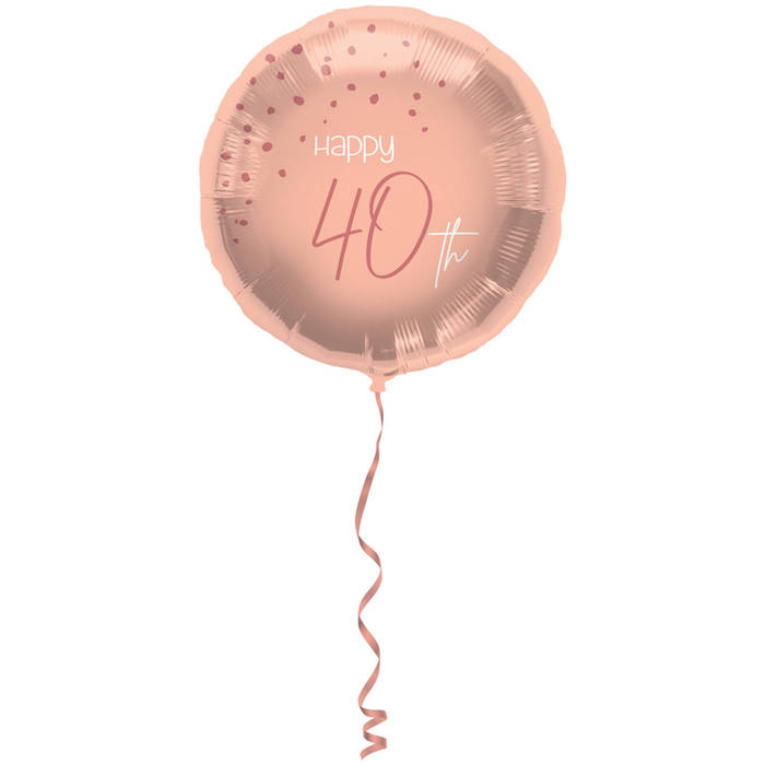 "Happy 40th" Folie Ballon Rosa - 45 cm