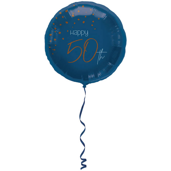 "Happy 50th" Folie Ballon Blå - 45 cm