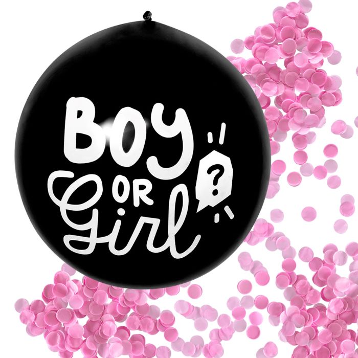 Gender reveal ballon pige med lyserødt konfetti fyld - Ø 60 cm