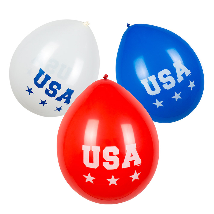 USA balloner rød, hvid og blå 6x - 25 cm