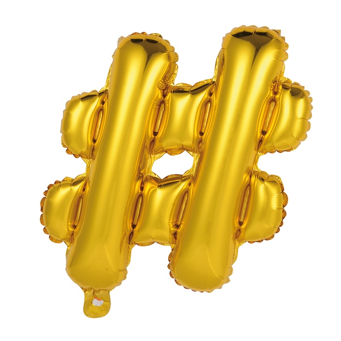 Hashtag # folieballon i metallisk guld 41 cm