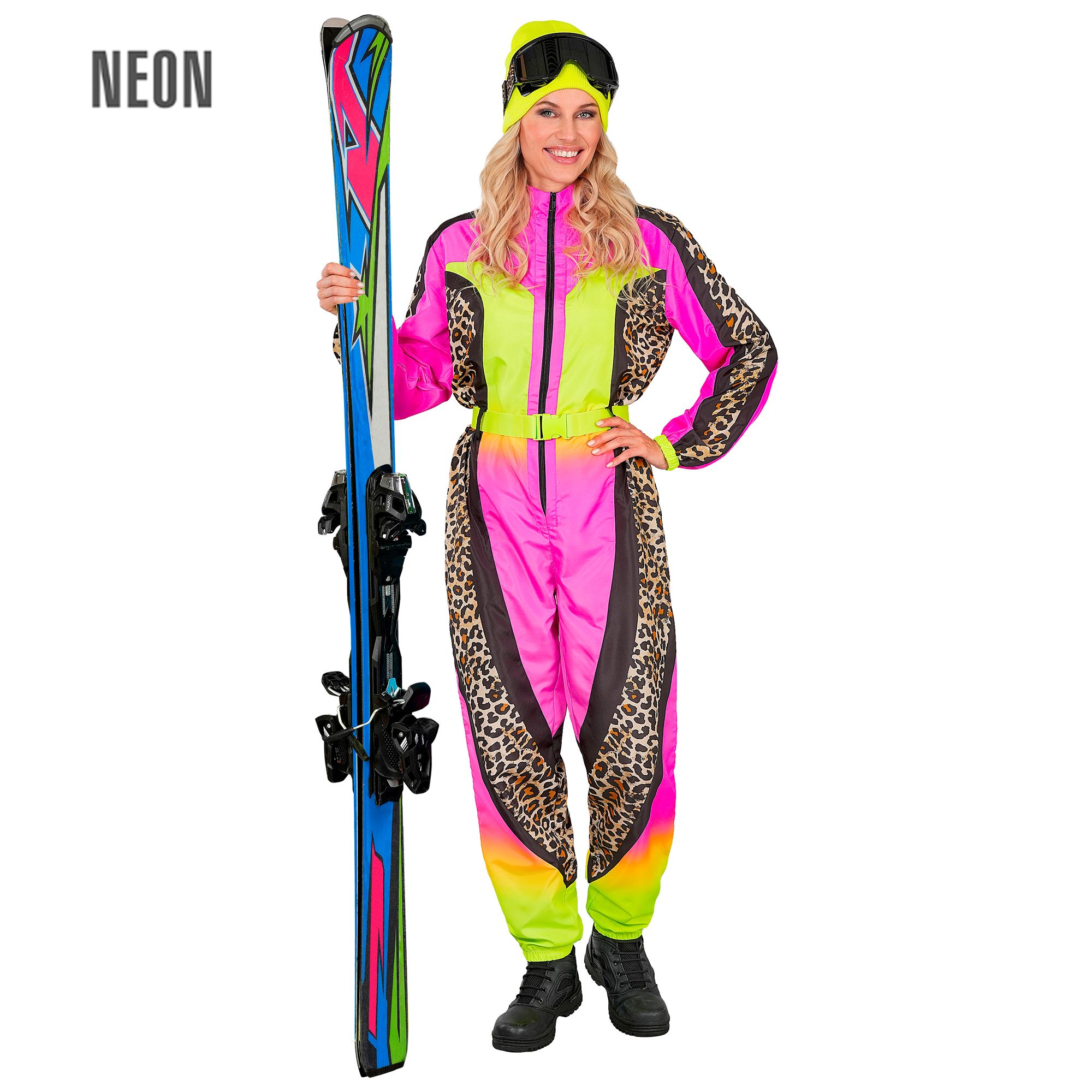 Neon skidragt til damer med leopardprint