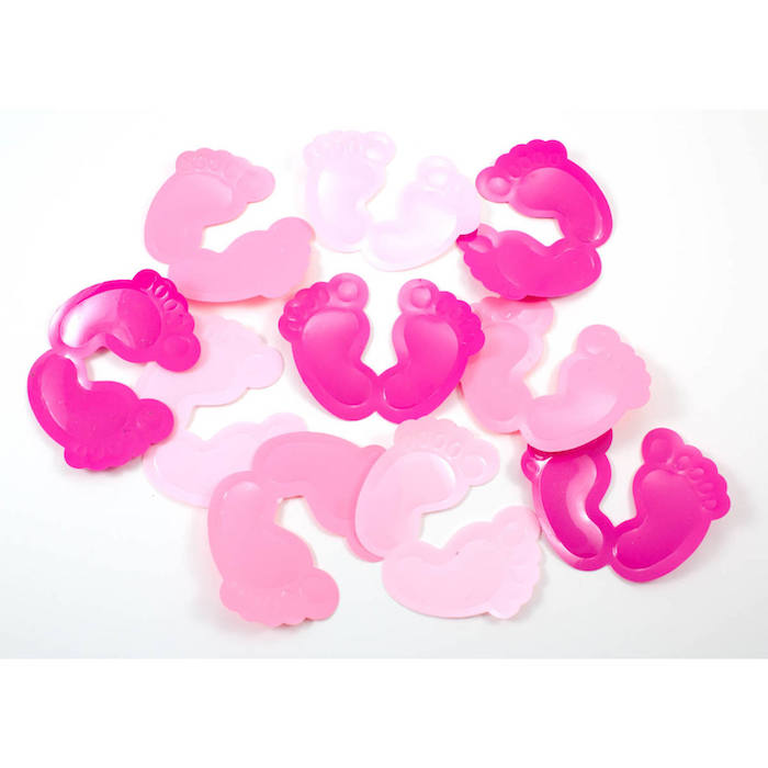 XL lyserød konfetti med babyfødder