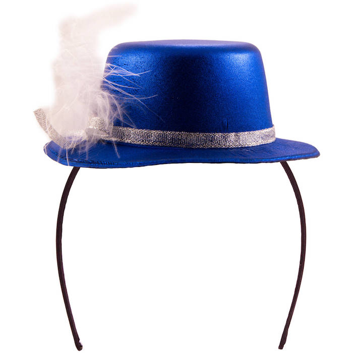 Blå metallisk mini top hat