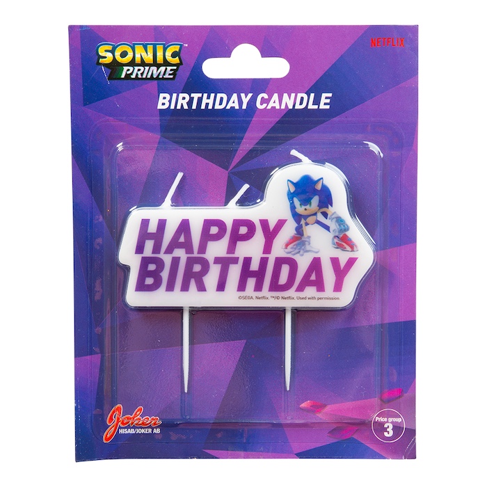 Sonic fødselsdags kagelys på pinde 6x10 cm