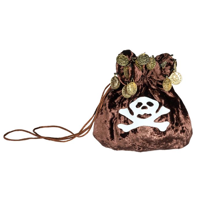 Pirat pose med dødningehoved brun - 18x18 cm