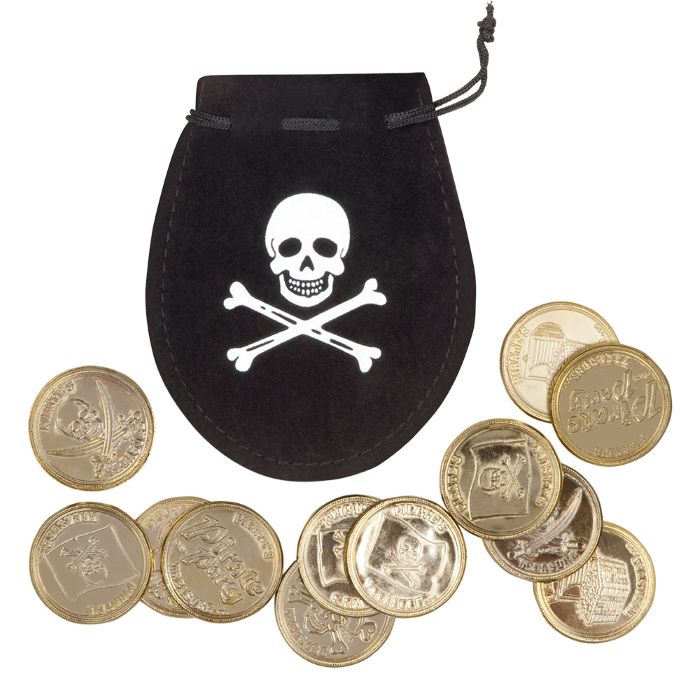 Pirat pose med 12 guld mønter