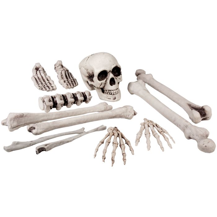 Halloween kranie og knogler skelet 12 dele - 40 cm