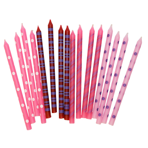 Fødselsdagslys pink nuancer 16x - 15 cm